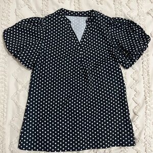 Polka Dot Puff Sleeve Top